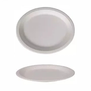 Wheature 10 Inch Oval Eco-Friendly Disposable Bagasse Plate