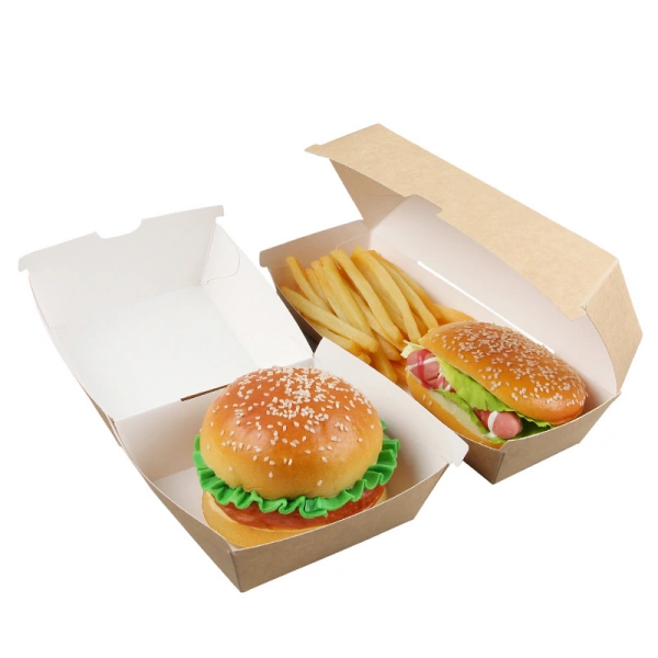 Custom Disposable Kraft Paper Burger Box