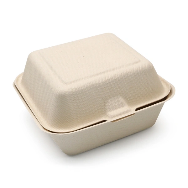 Wheature Sugarcane Bagasse burger box To Go Box for Food Packaging - 6inch