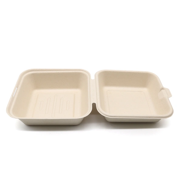 Wheature Sugarcane Bagasse burger box To Go Box for Food Packaging ...