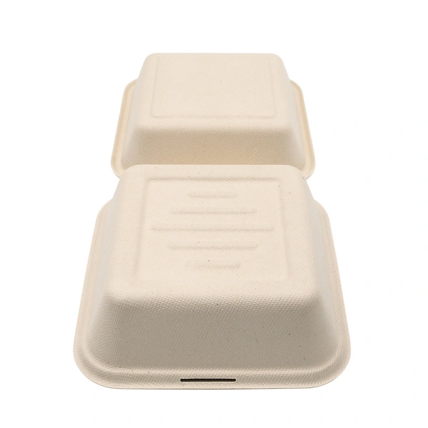Wheature Sugarcane Bagasse burger box To Go Box for Food Packaging - 6inch