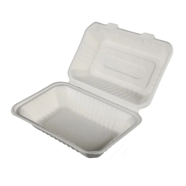 Wheature Sugarcane Bagasse Clamshell Takeout Food Containers 450ml