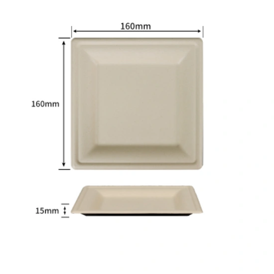 Wheature 6-Inch Sugarcane Bagasse Square Plate