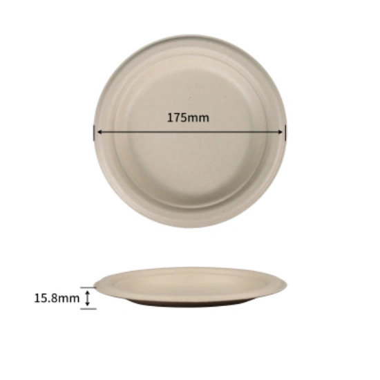 Wheature 7-Inch Sugarcane Bagasse Round  Plate