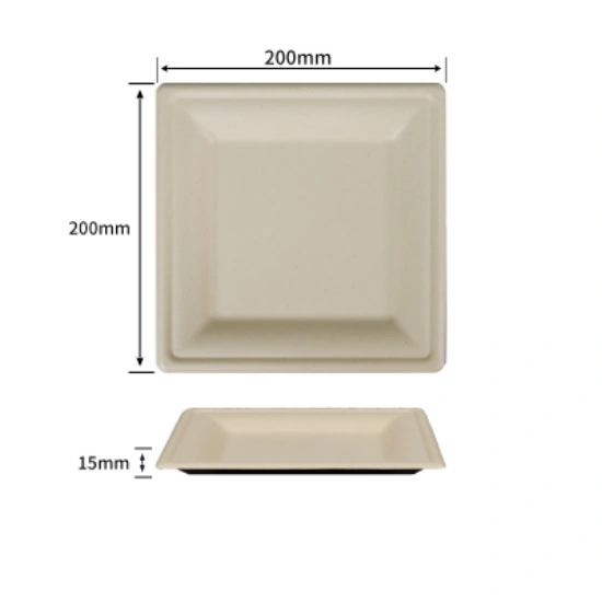 Wheature 8-Inch Sugarcane Bagasse Square Plate