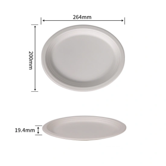 Wheature 8- Inch Oval Eco-Friendly Disposable Sugarcane Bagasse Plate