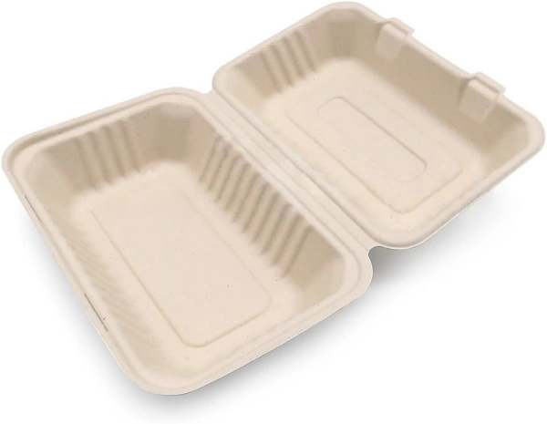 Wheature Disposable Sugarcane Bagasse Clamshell Takeout Food Containers 9x6