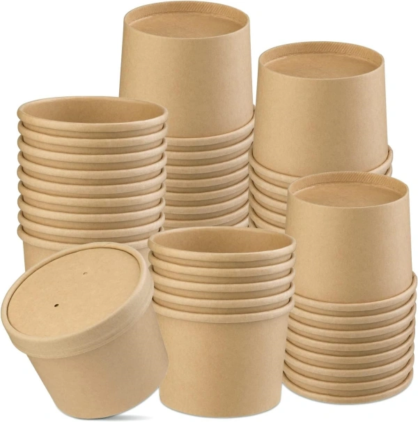 Wheature Kraft Paper Soup Bowl and Food Container with lid