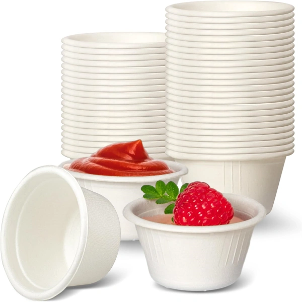 2oz Sauce cup Wheature Sugarcane Bagasse Disposable Cups With Lids